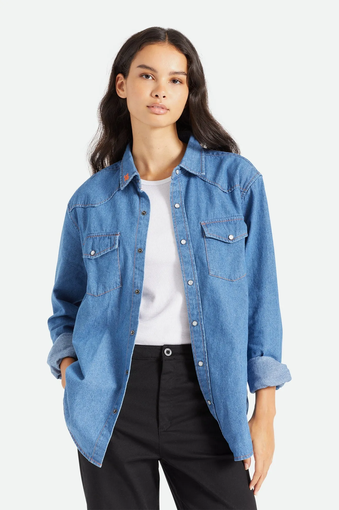Willie Nelson L/S Woven - Worn Denim