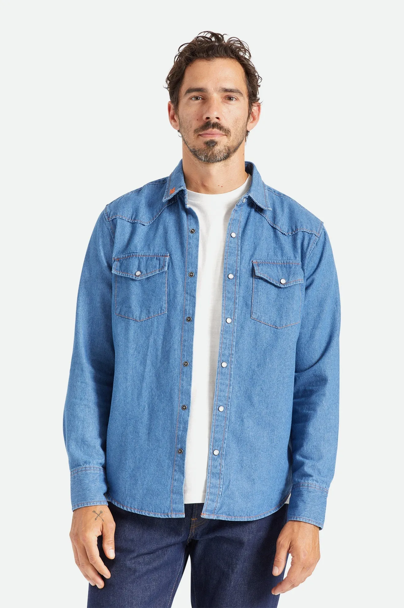 Willie Nelson L/S Woven - Worn Denim