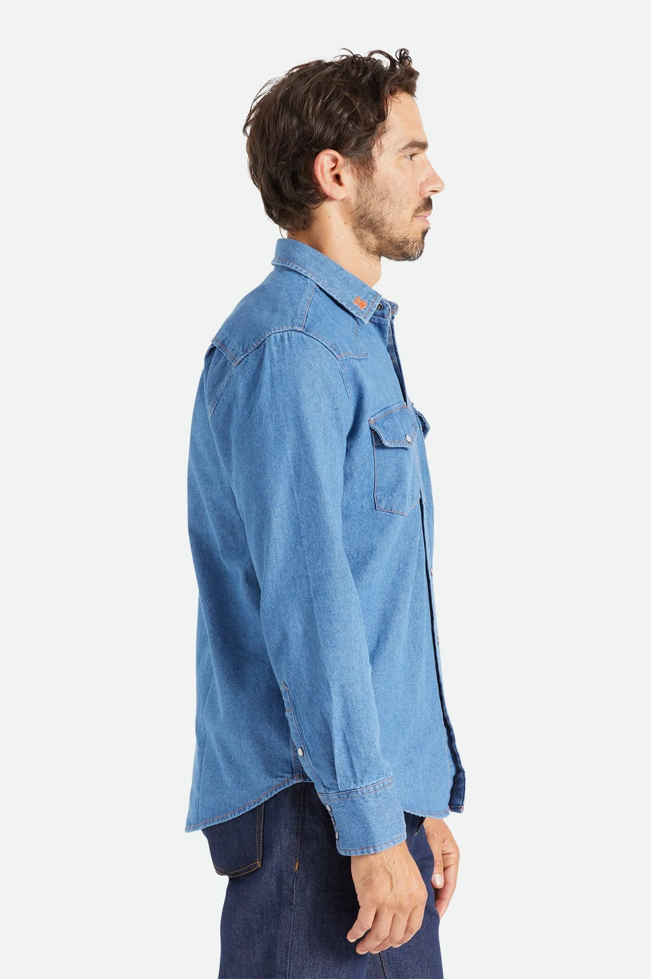 Willie Nelson L/S Woven - Worn Denim