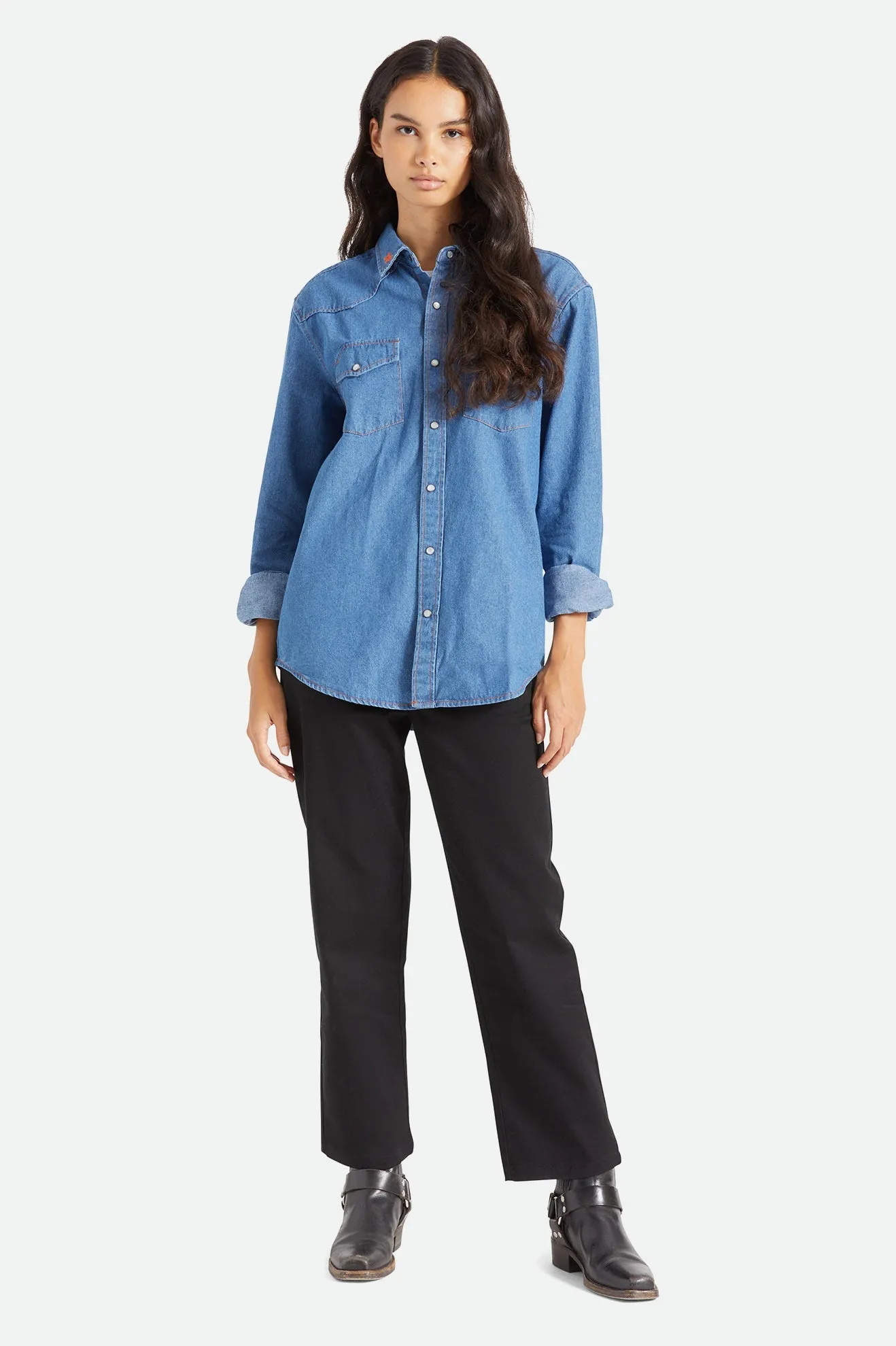 Willie Nelson L/S Woven - Worn Denim