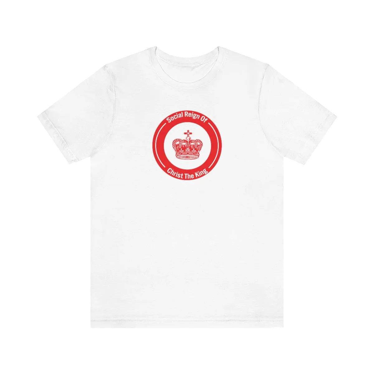 Woman's Christian Catholic Religious Christ the King Crown Red Jersey Short Sleeve Tee