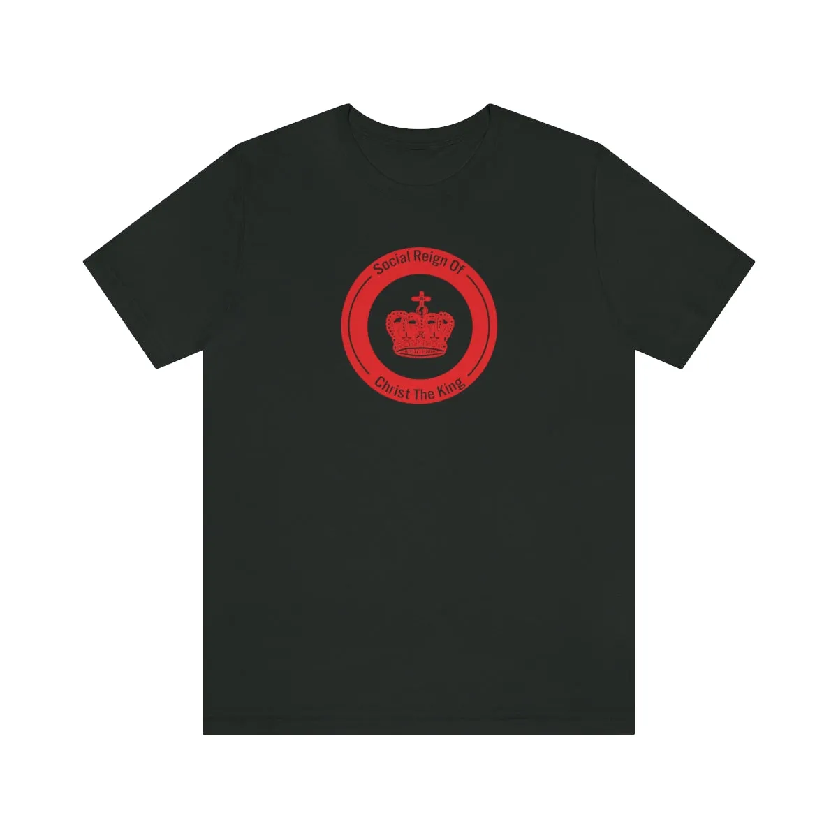 Woman's Christian Catholic Religious Christ the King Crown Red Jersey Short Sleeve Tee
