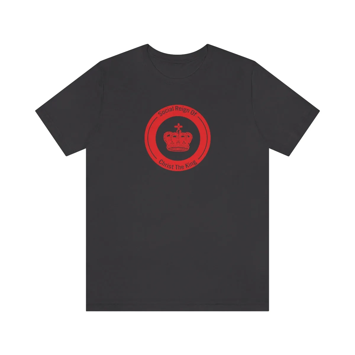 Woman's Christian Catholic Religious Christ the King Crown Red Jersey Short Sleeve Tee
