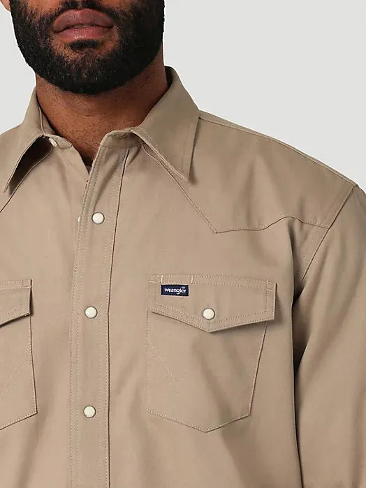 Wrangler Men's Flannel Lined Solid Work Shirt in Dune