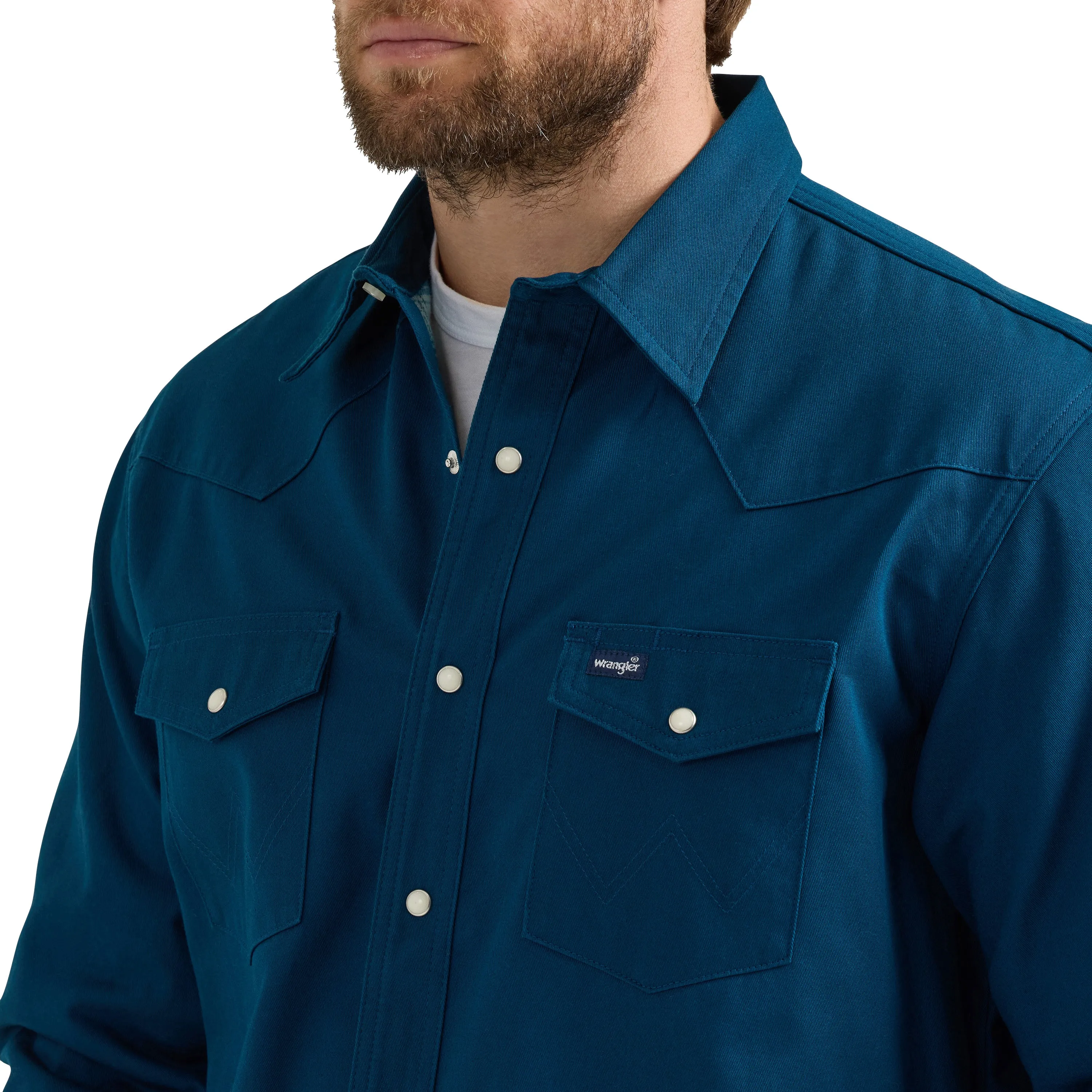 Wrangler Teal Flannel Lined Workshirt - Classic Fit 112352657